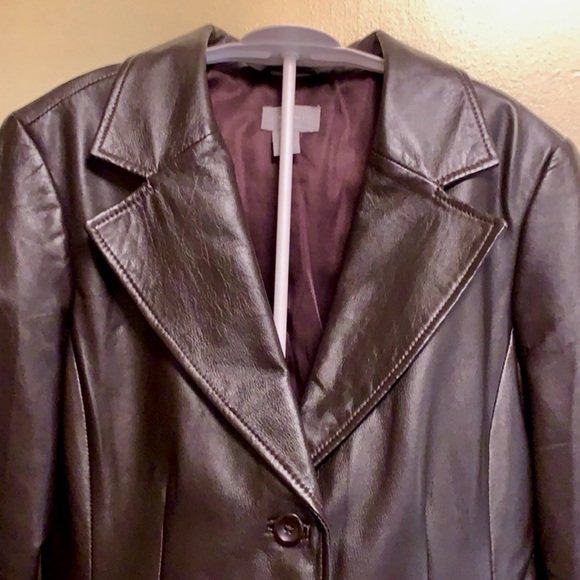 Vintage dark brown leather jacket - Picture 4 of 6
